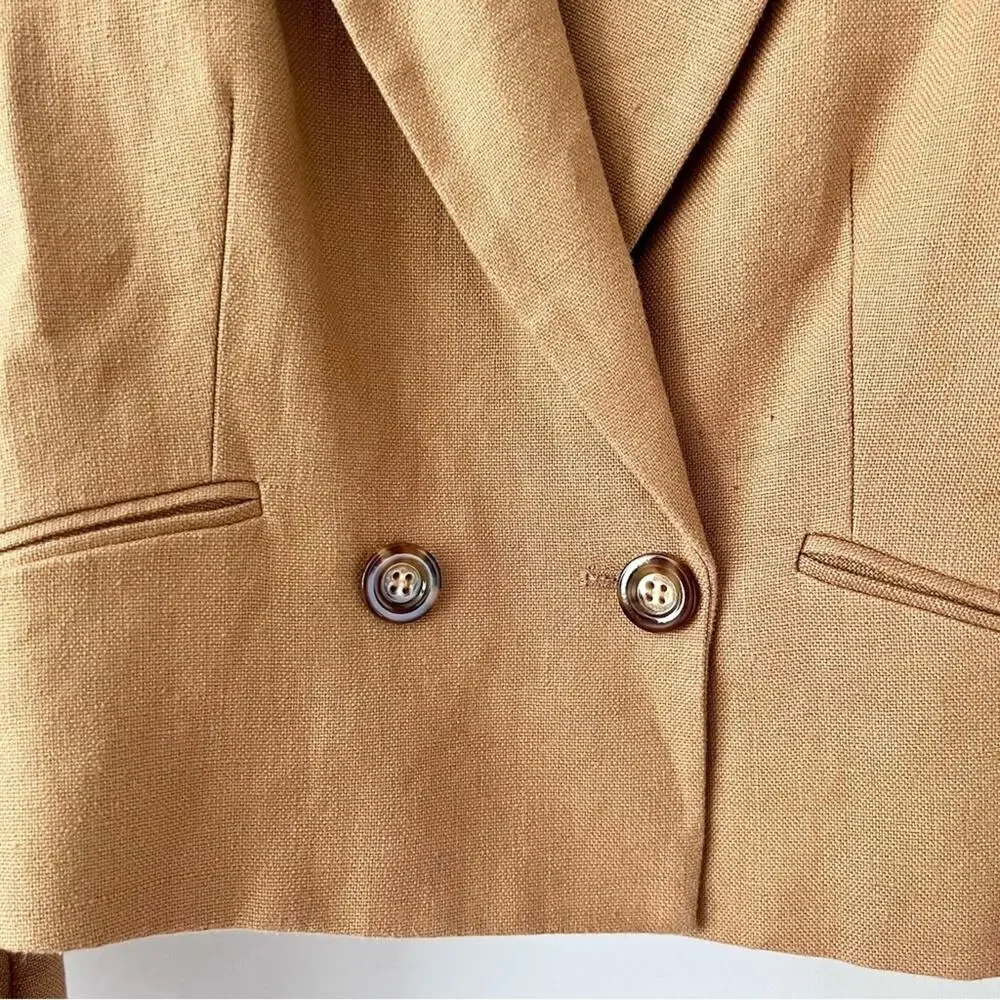 VERONICA BEARD | Milani Cropped Linen Blazer Camel Tan Jacket Size 8 - Picture 8 of 13